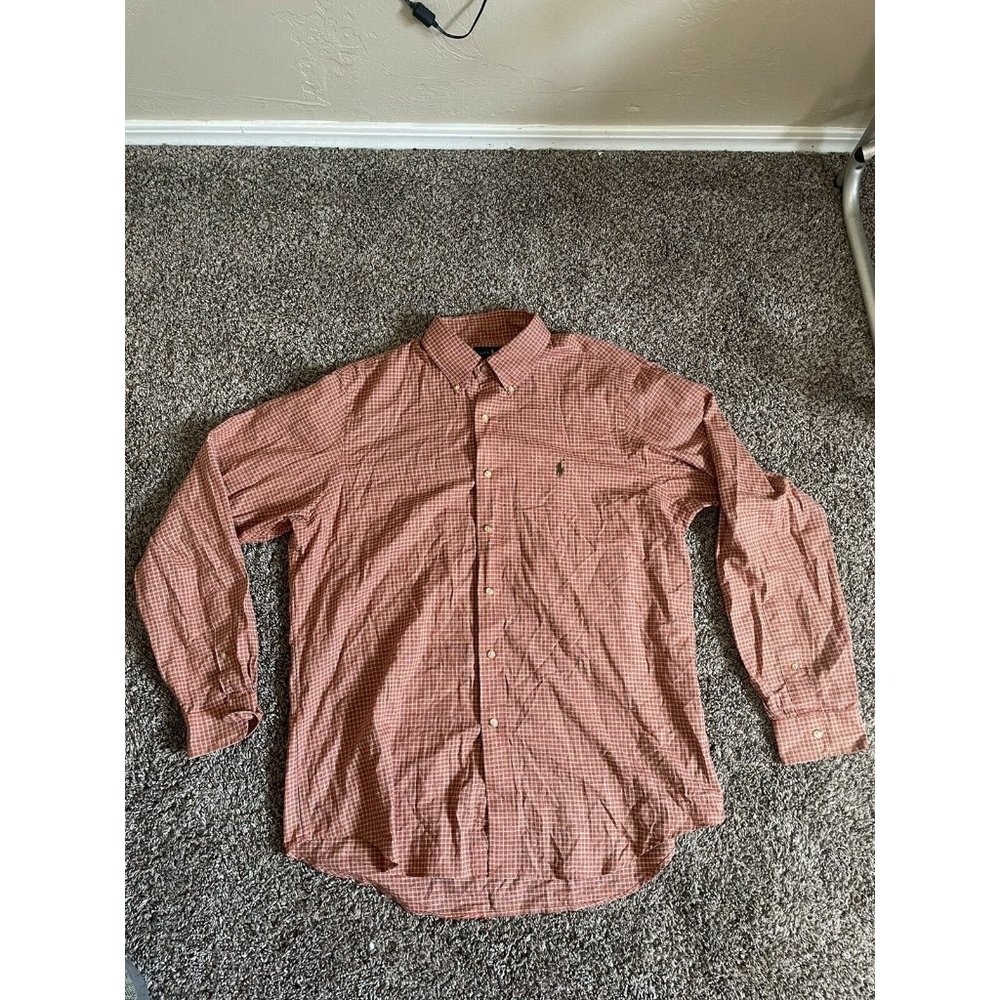Polo Ralph Lauren Men's Long Sleeve Button Down Orange Plaid Size Large